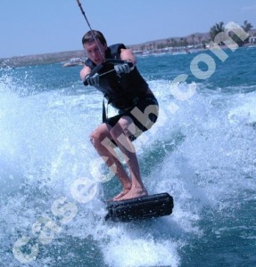 Wakeboarding on a Pelican Case