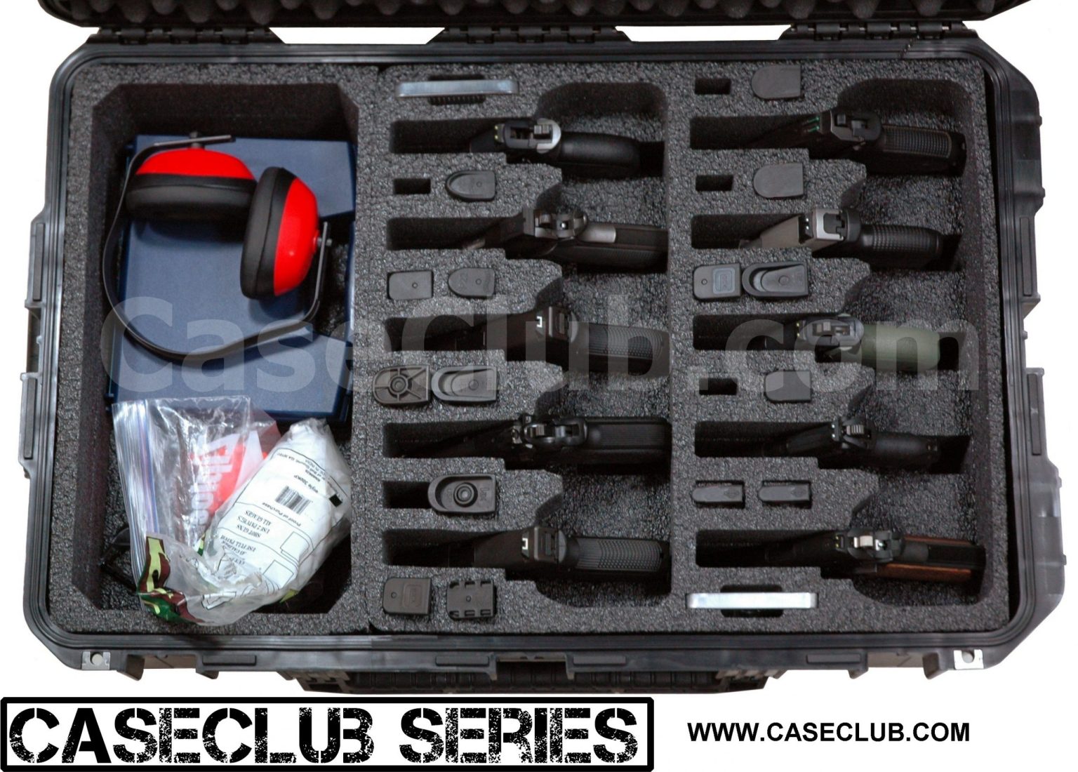 Case Club 5-Pistol Waterproof Case - Pre-Cut Foam With Silica Gel For Gun Storage