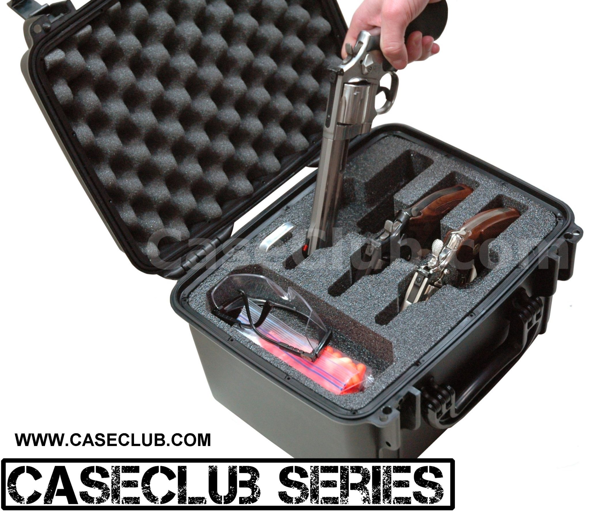 Case Club 3 Revolver Waterproof Case with Silica Gel & HeavyDuty Foam