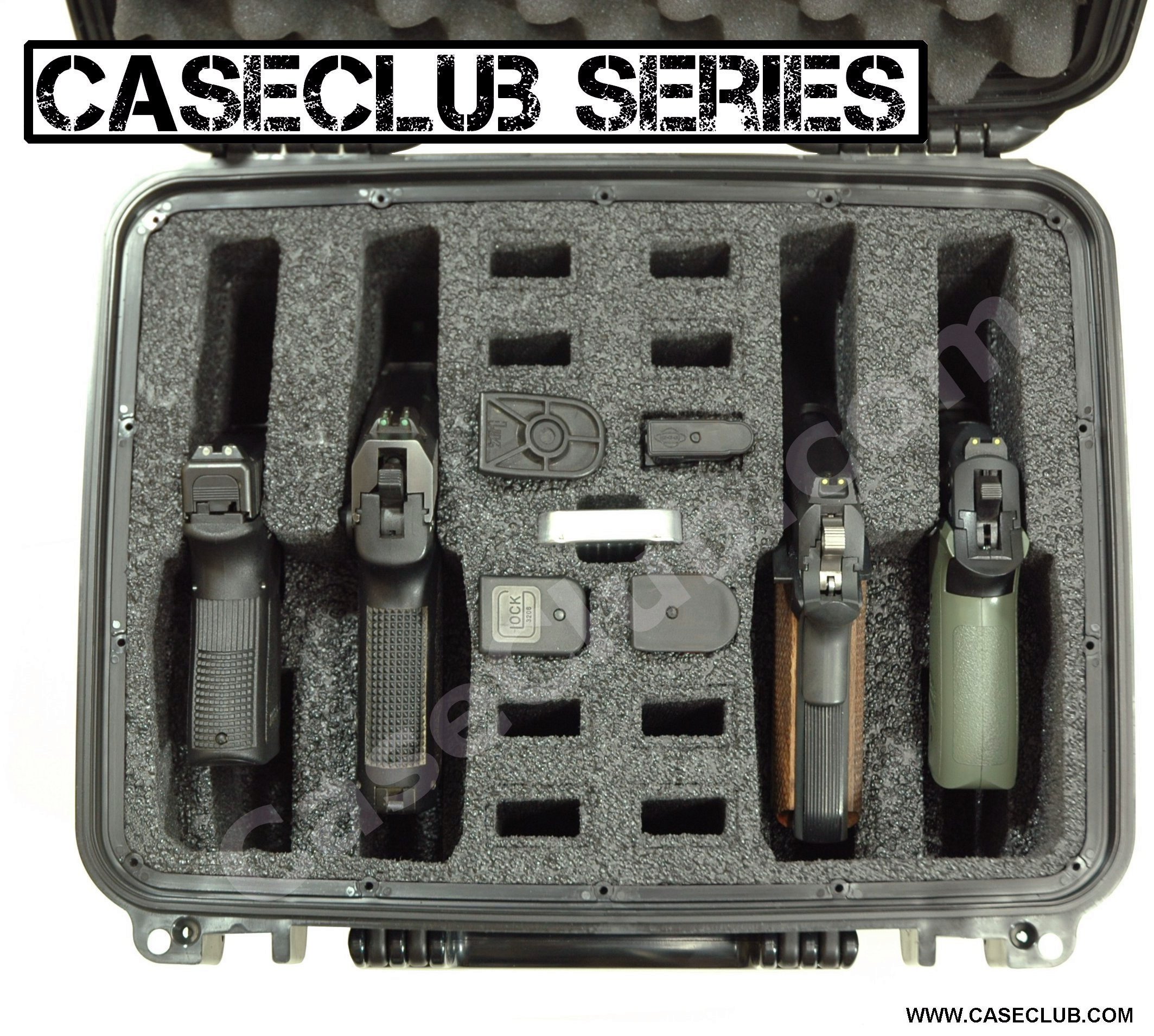 Case Club Waterproof 4 Pistol Case with Silica Gel & HeavyDuty Foam
