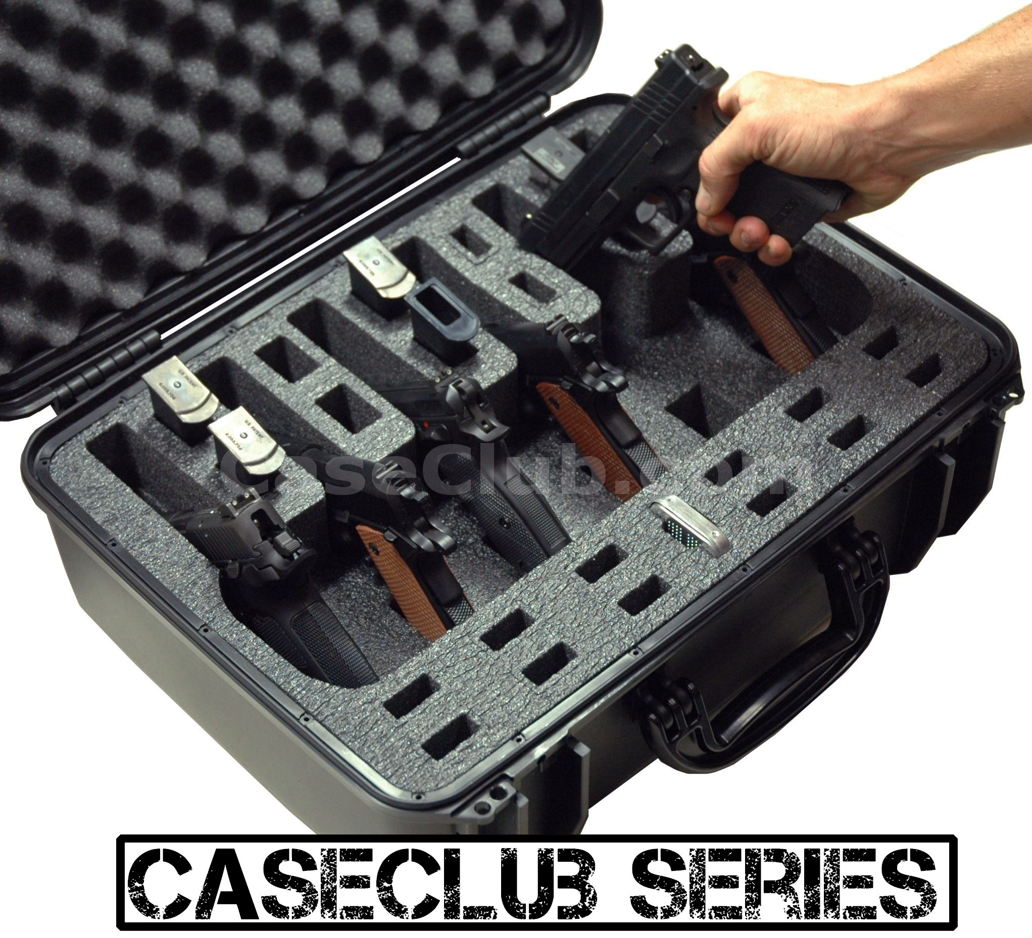 Case Club Waterproof 6 Pistol Case with Silica Gel & HeavyDuty Foam