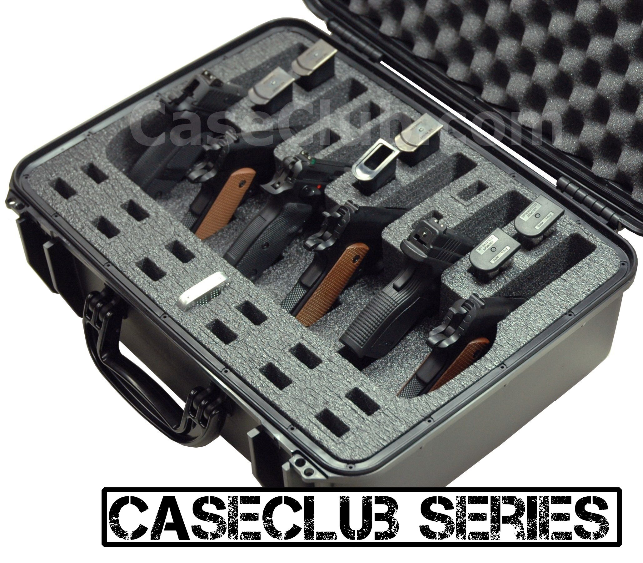 Case Club Waterproof 6 Pistol Case with Silica Gel & HeavyDuty Foam