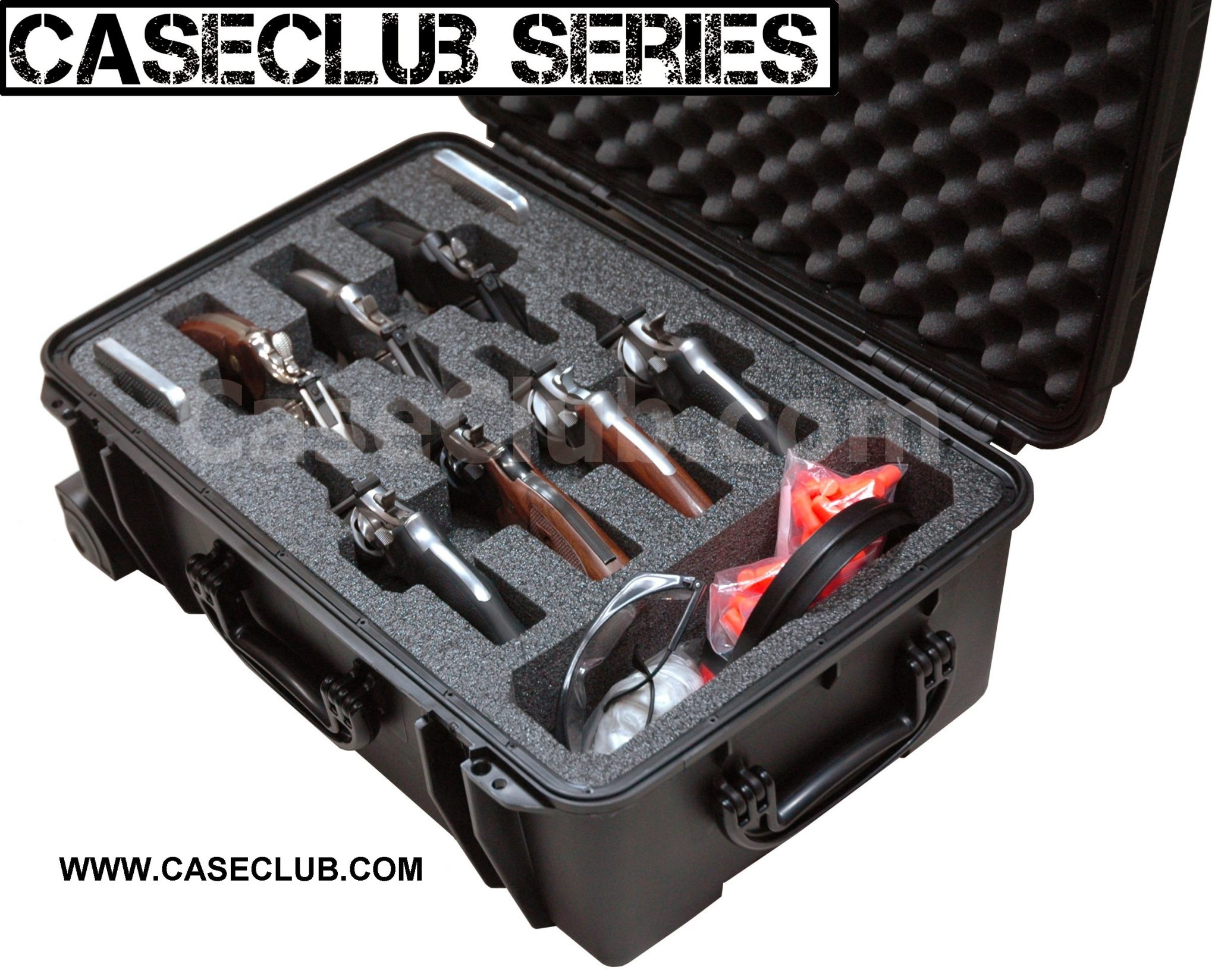 Case Club 5-Pistol Waterproof Case - Pre-Cut Foam With Silica Gel For Gun Storage