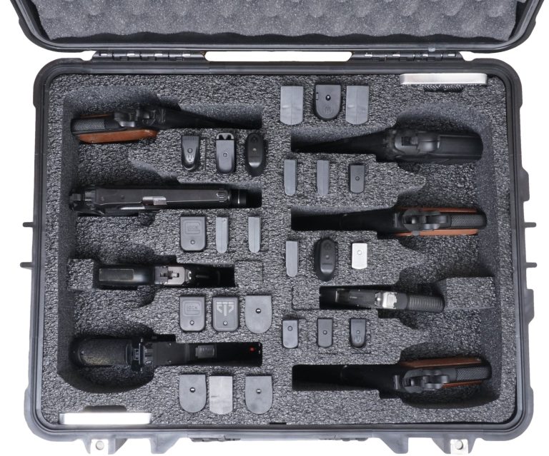 8 pistol case wheeled top