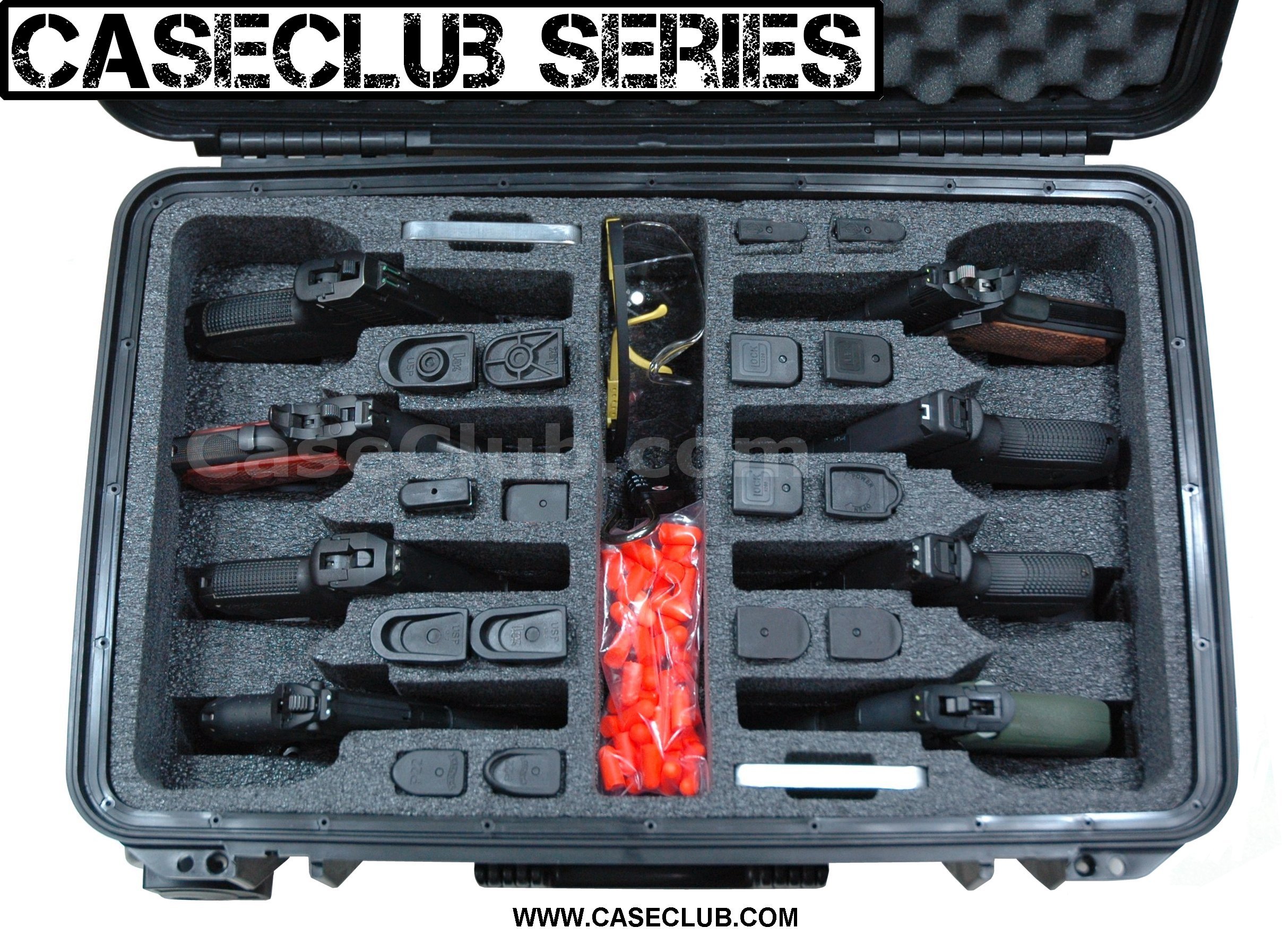 Case Club Waterproof 8 Pistol Case with Silica Gel & HeavyDuty Foam