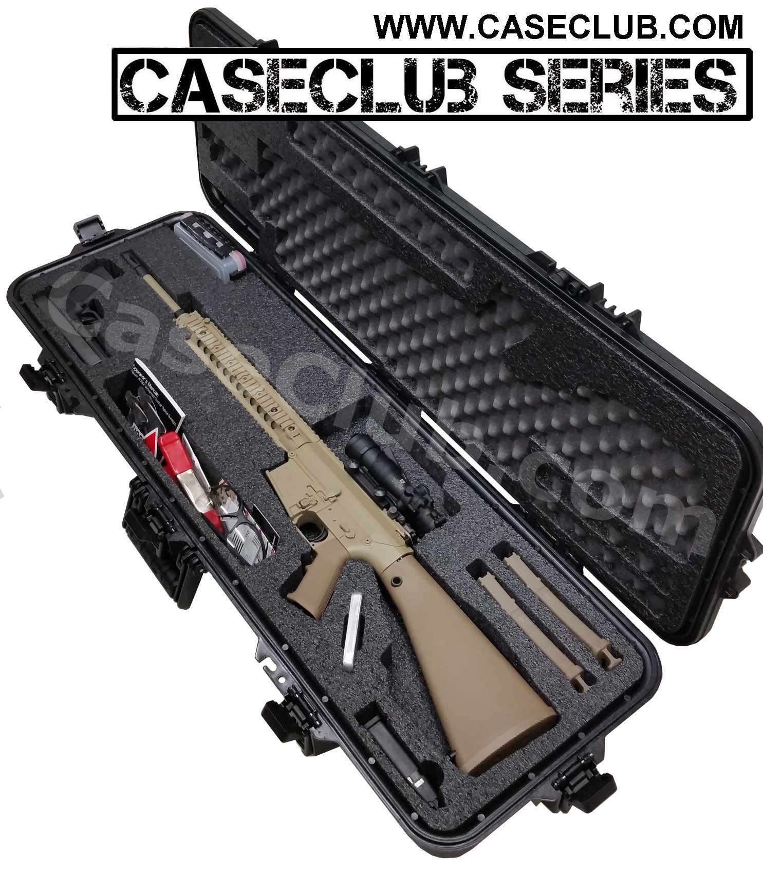 Case Club Waterproof AR10 Rifle Case with Silica Gel & Accessory Box