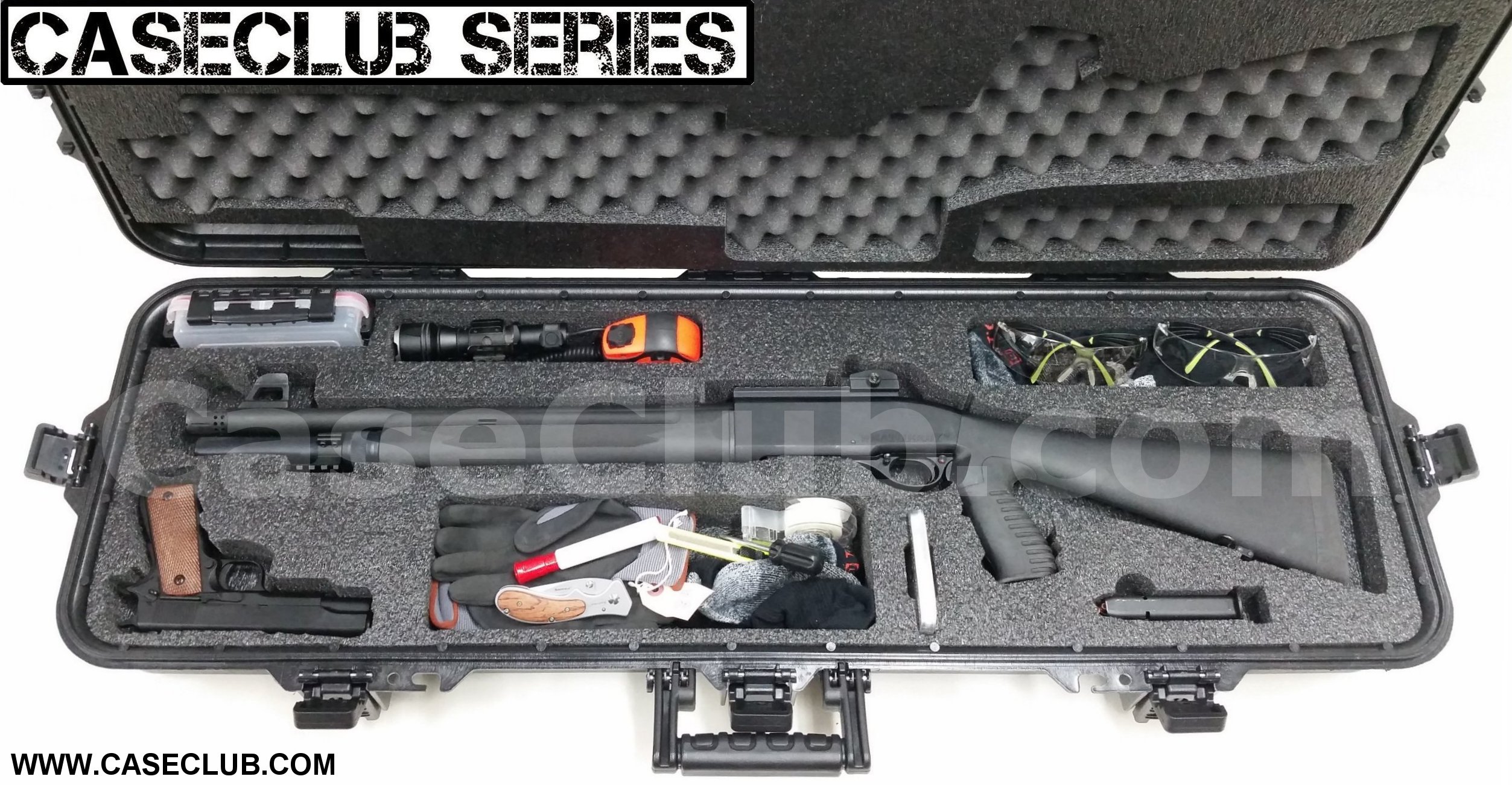 Case Club Waterproof Tactical Shotgun Case with Silica Gel & Accessory Box