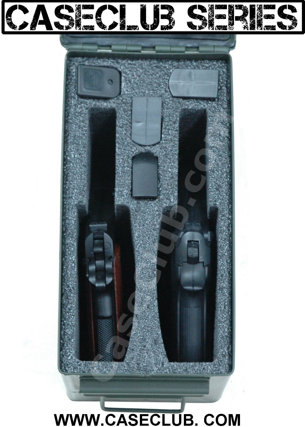 Case Club Ammunition Magazine Pouches Holders 2 Pistol .50 Cal Ammo Can Foam for sale online 