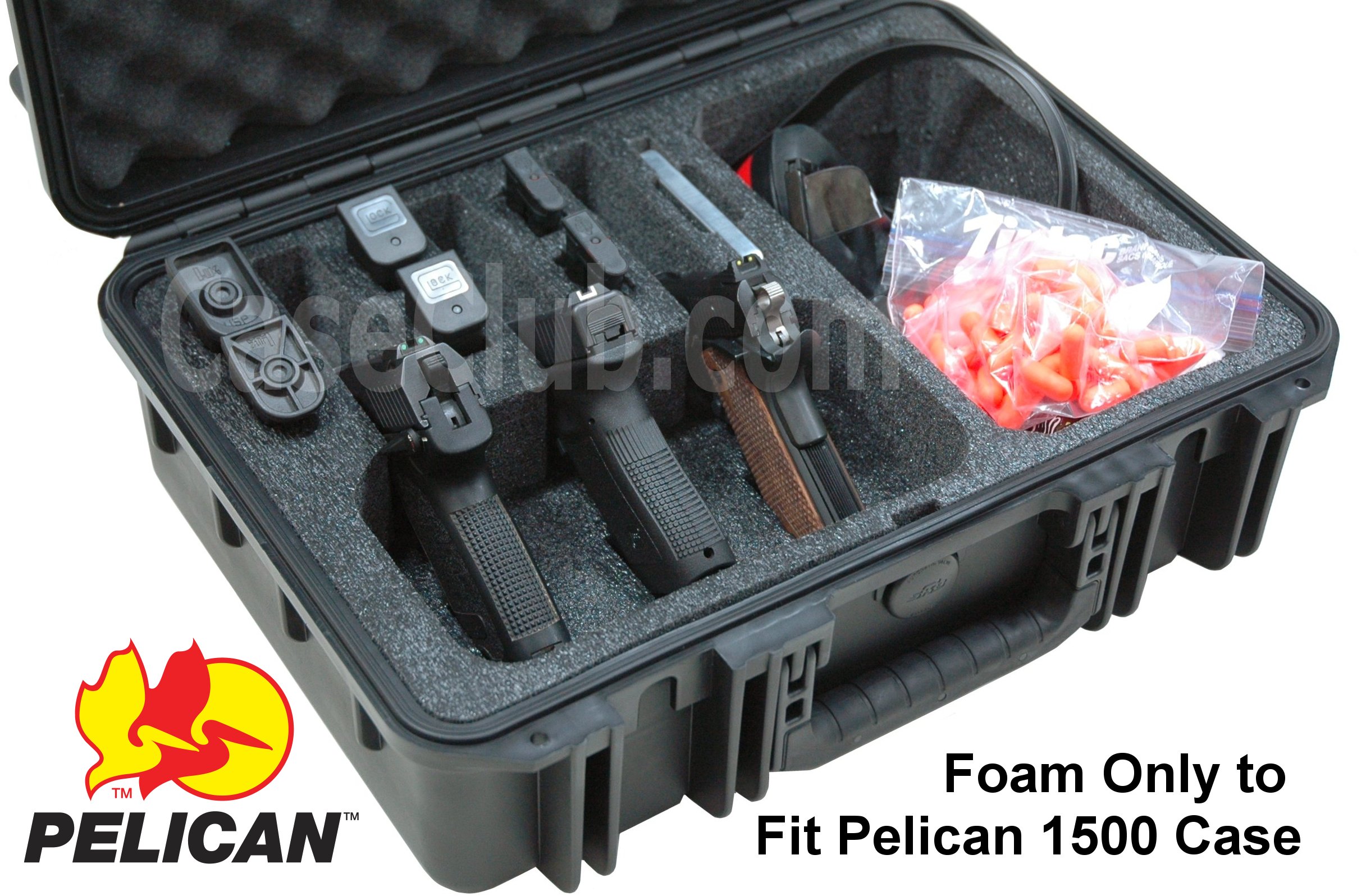 3 Pistol & Accessory Foam Only for the Pelican™ 1500 Case - Case Club