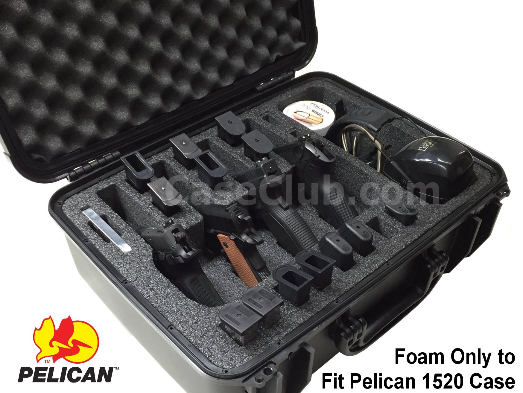 Details about   11 pistol handgun gun 22 mags precut foam insert kit fits your Pelican 1520 case 