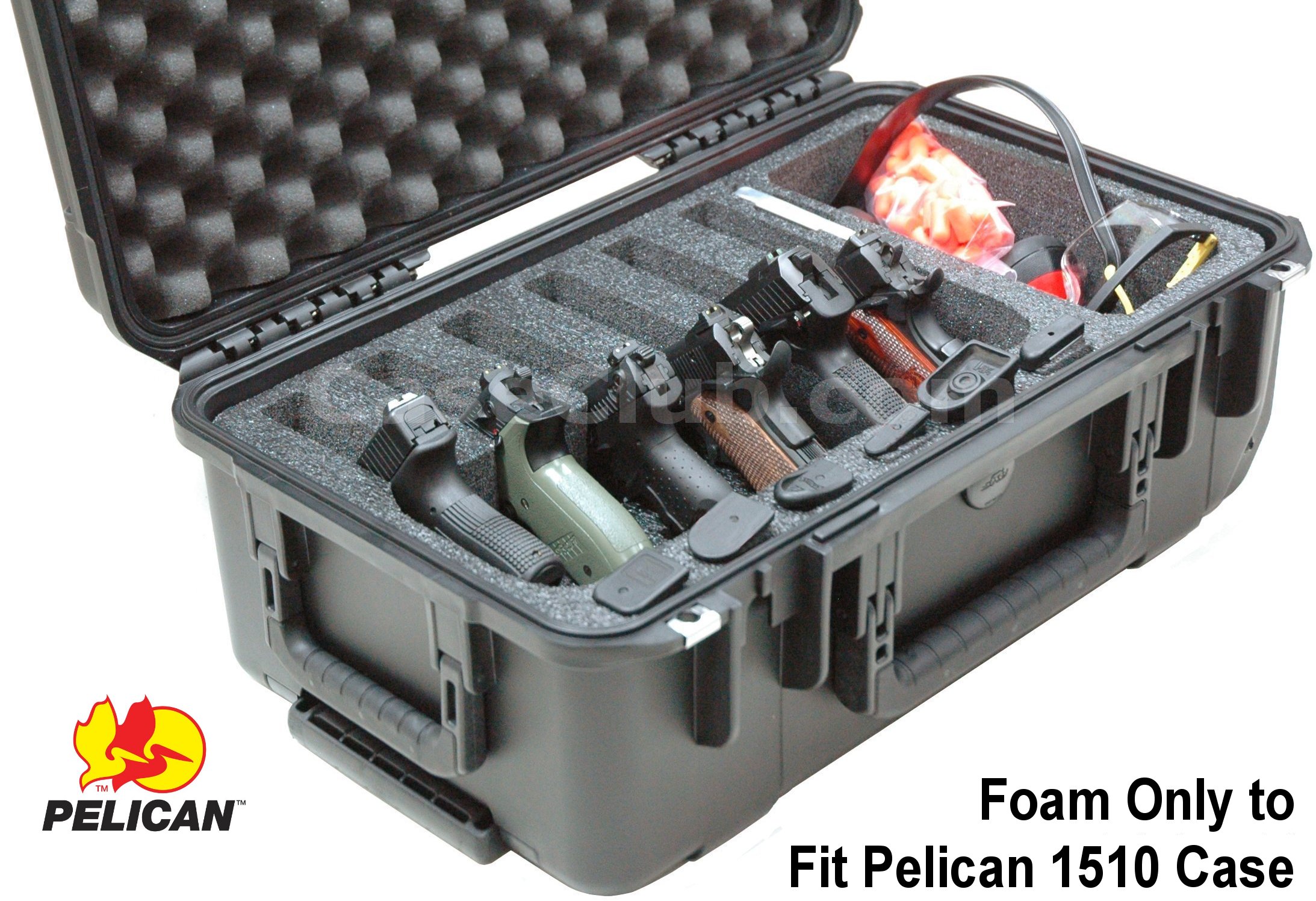 Custom 6-Pistol Foam Insert For Pelican 1510 Case – Convertible Pluck Foam + Nameplate