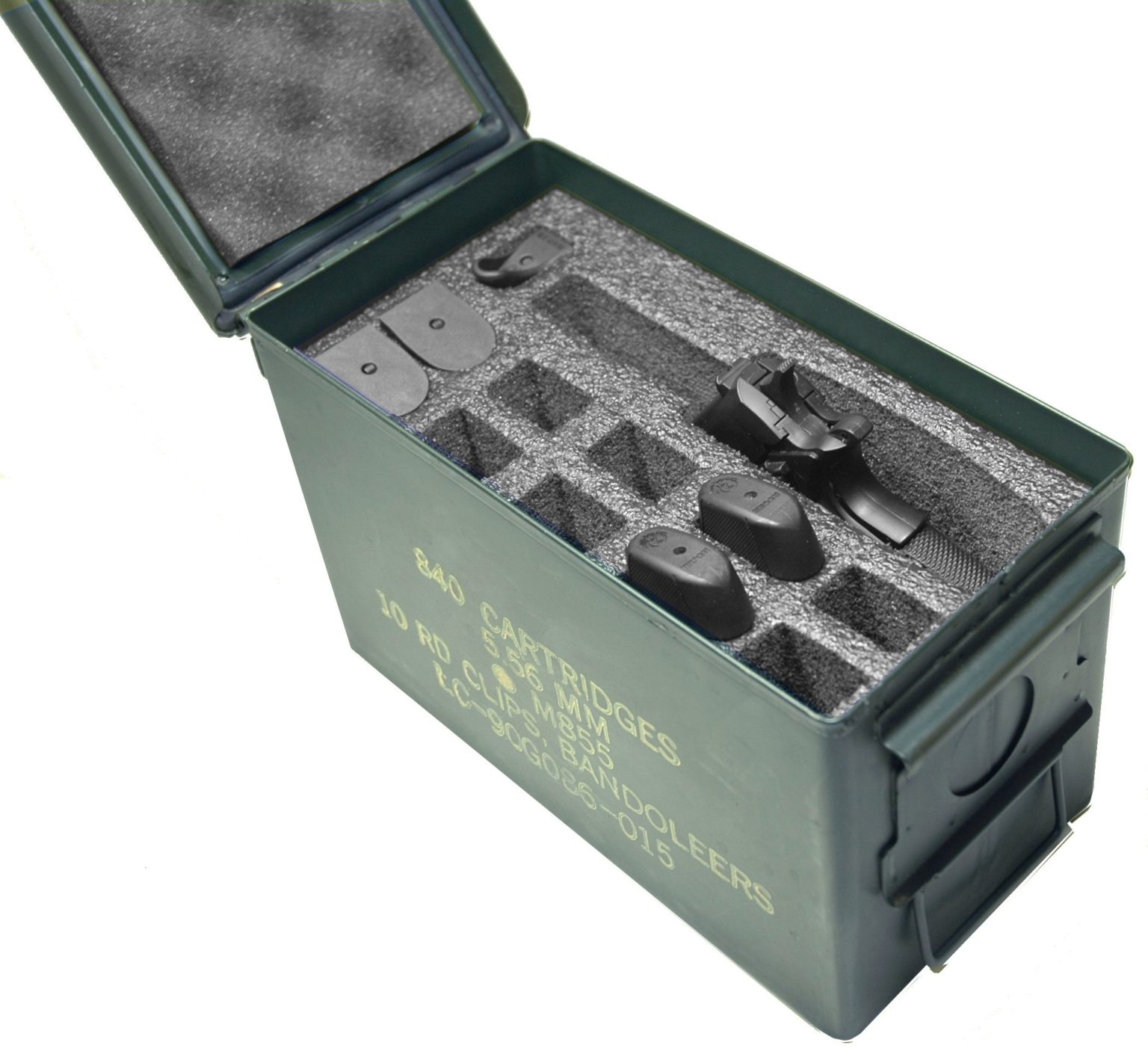 1 Pistol & 11 Magazine 50 Cal Ammo Can Foam Case Club