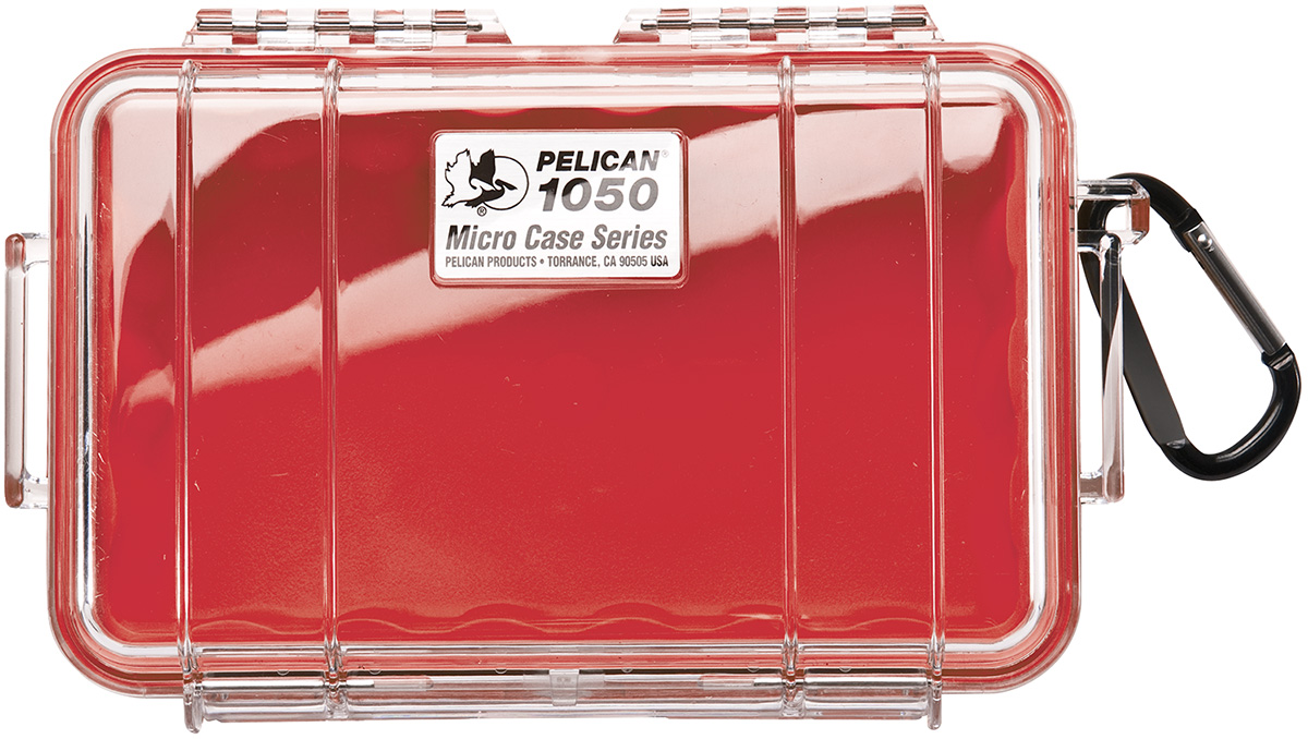 Pelican 1050 Micro Case Red with Clear Lid 