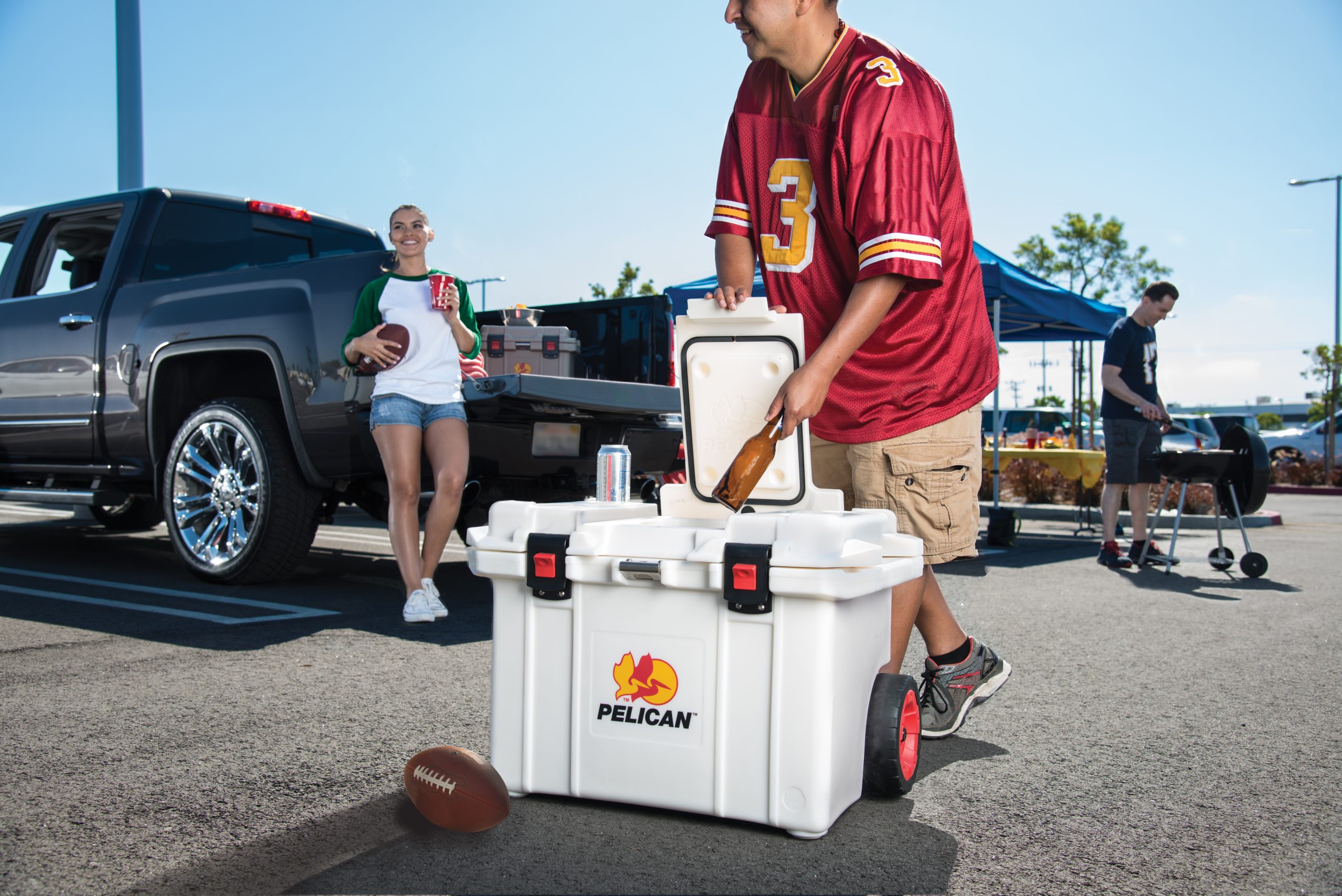 Pelican Tailgater Cooler, Wheeled, 55 Qt. - White
