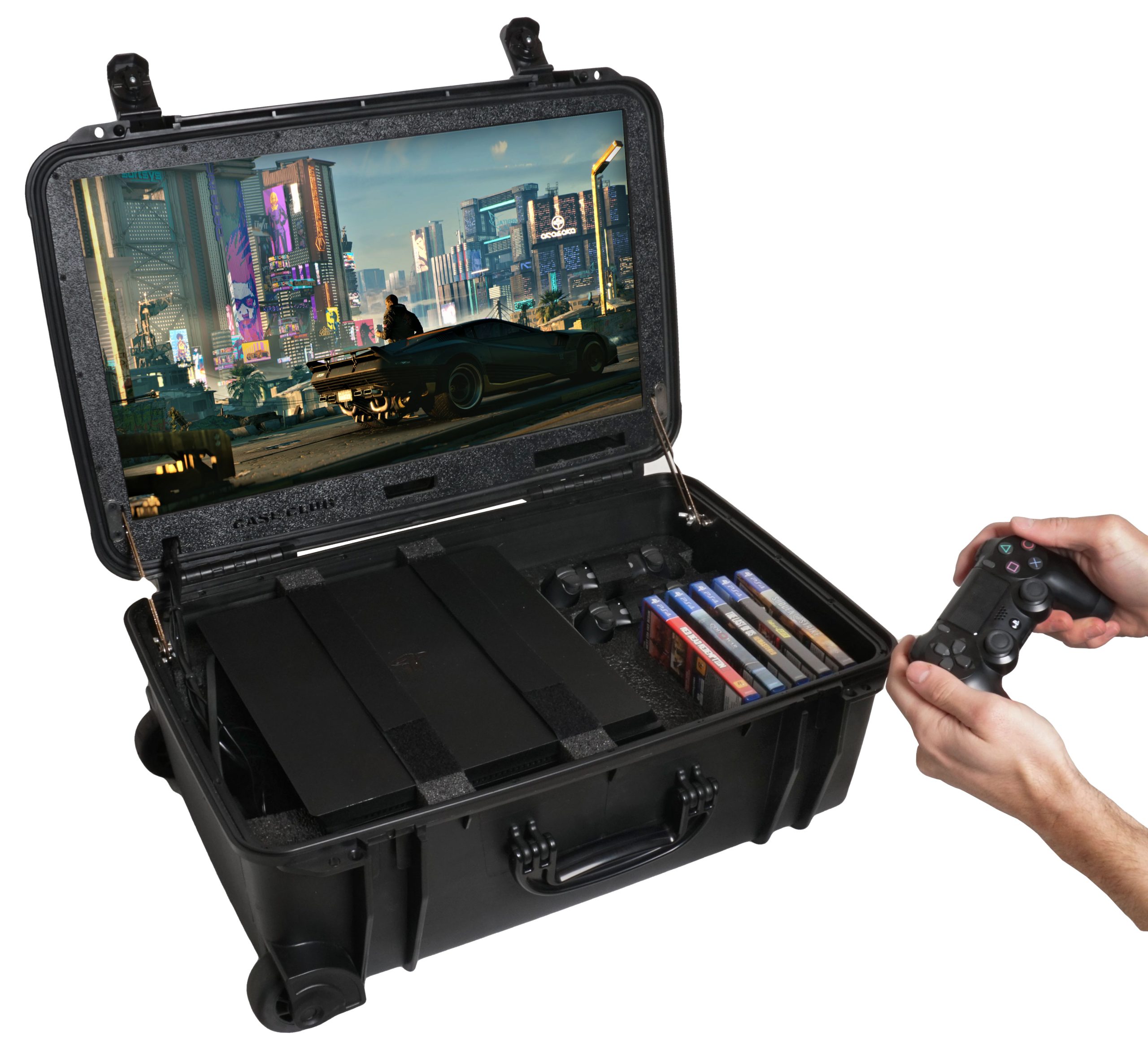 PlayStation 4 / PS4 Slim / PS4 Pro Portable Gaming Station with Built-in Monitor and Speakers Case Club