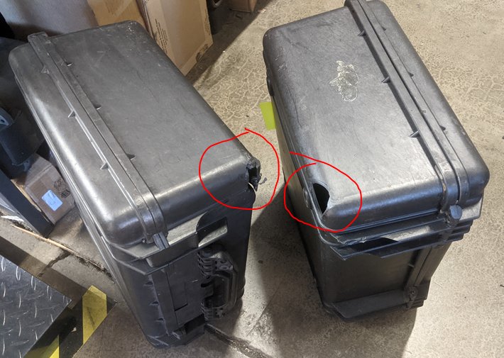 2 broken pelican 1550 cases