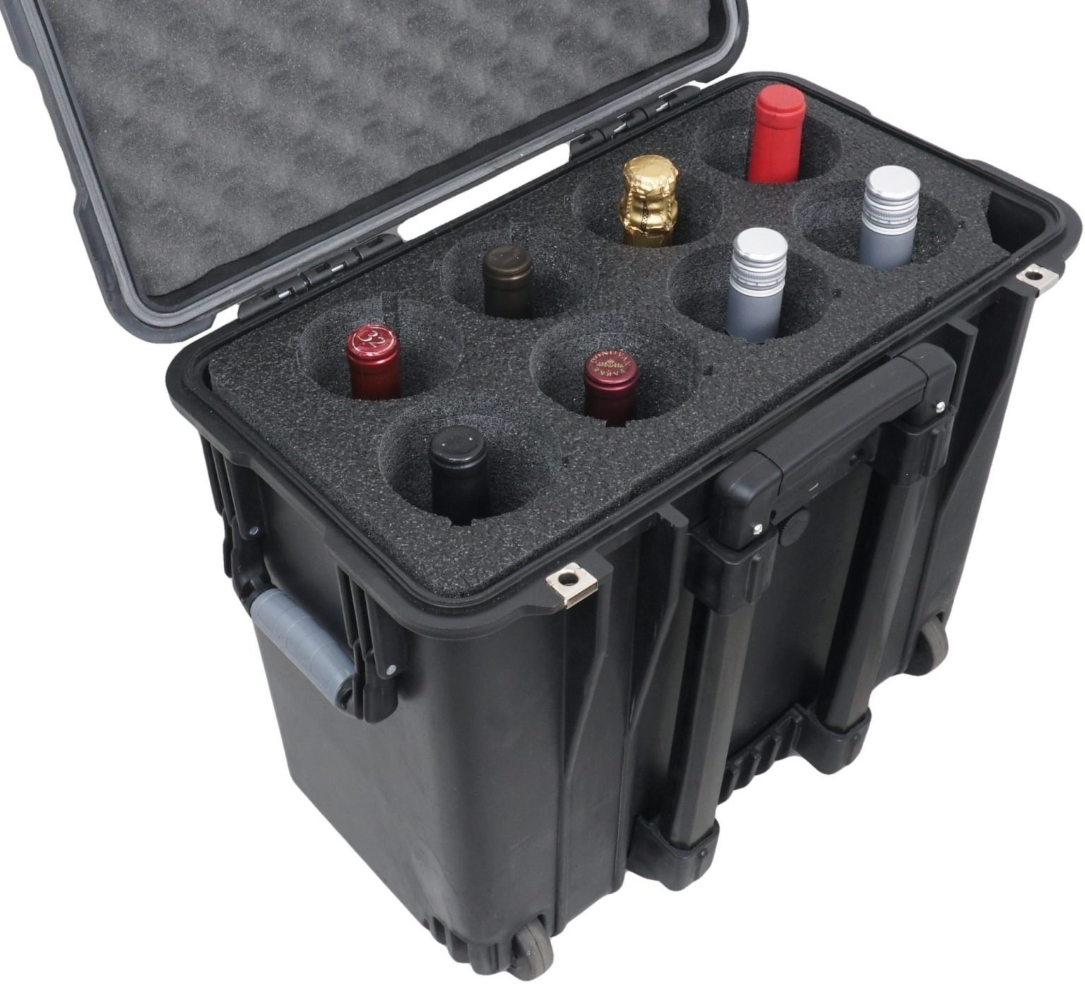 Case Club 8 Wine Bottle Shipping Case Waterproof, Rolling Hard Case
