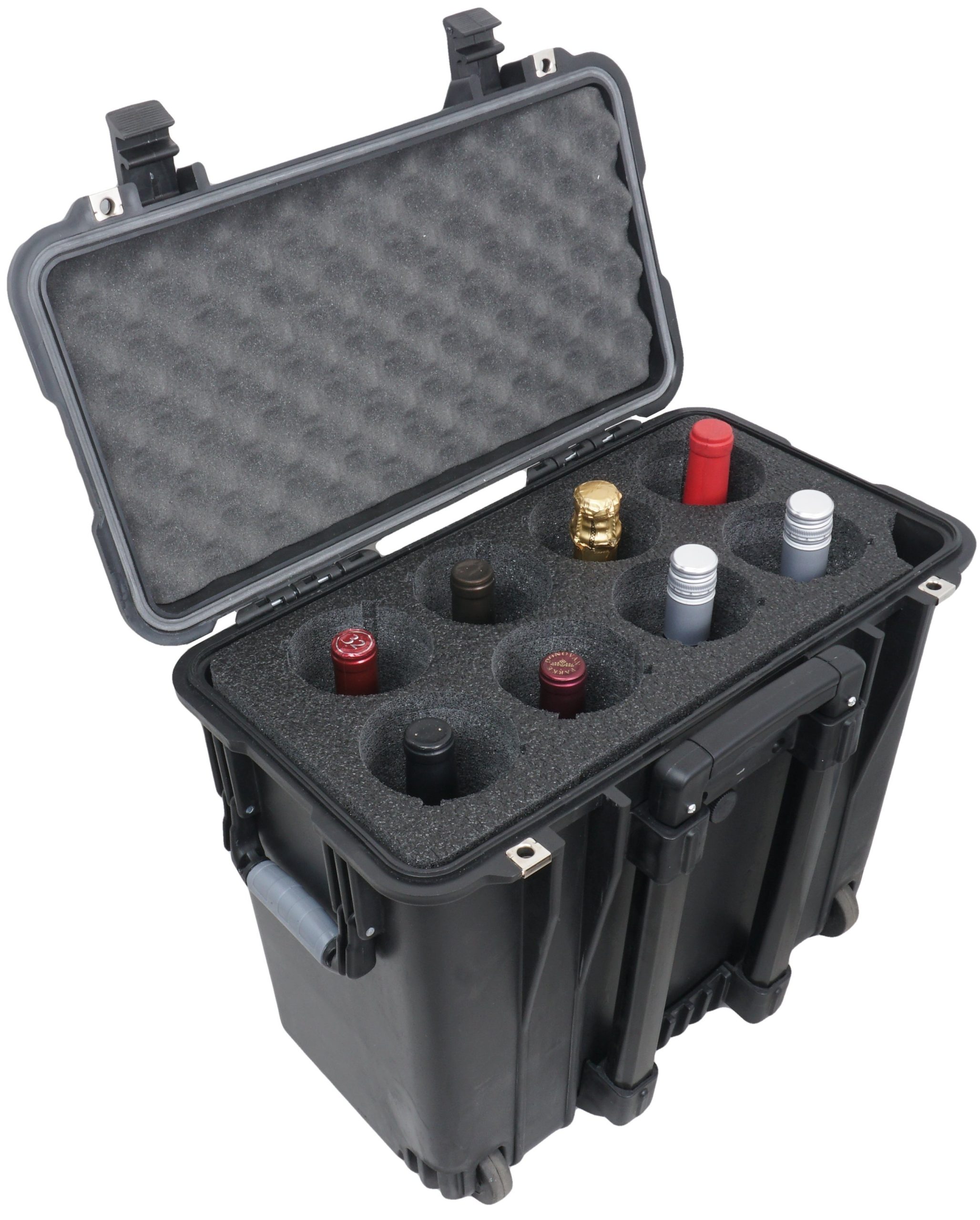 Case Club 8 Wine Bottle Shipping Case Waterproof, Rolling Hard Case