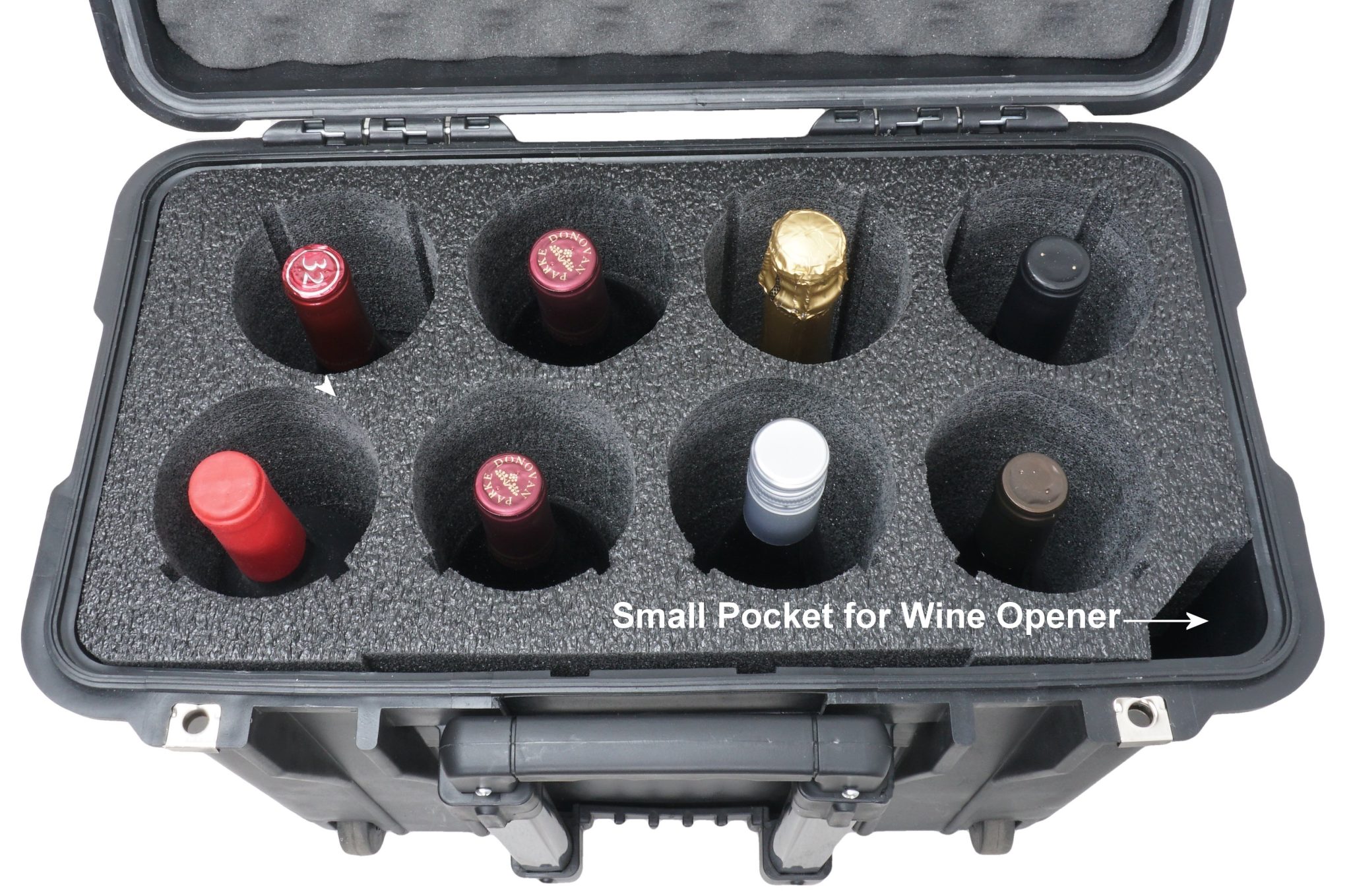 Case Club 8 Wine Bottle Shipping Case Waterproof, Rolling Hard Case