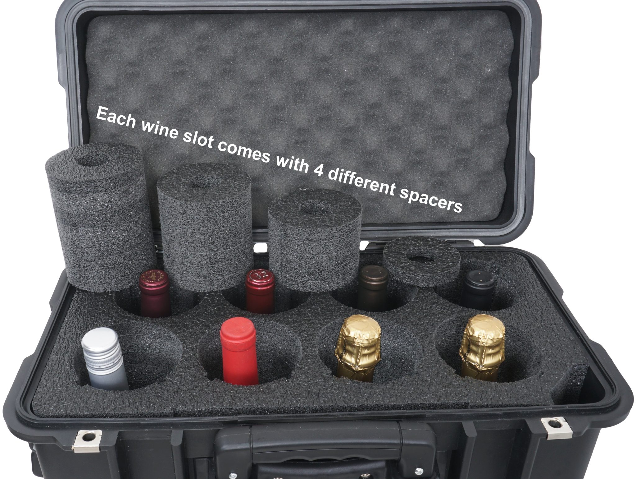 Case Club 8 Wine Bottle Shipping Case Waterproof, Rolling Hard Case